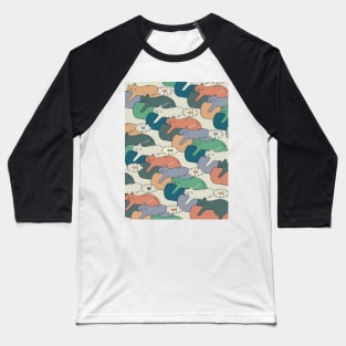 Sleepy Cats on Bean Bags - Soft Autumn Colors Version Baseball T-Shirt